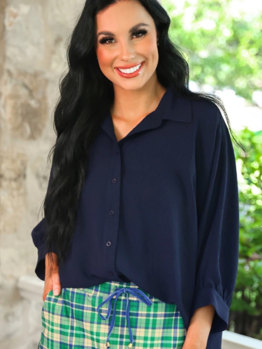 Sloane Blouse Button Up in Navy